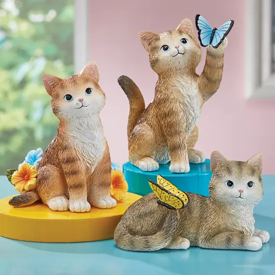 Collections Etc Hand-Painted Garden Cat Sitters - Set of 3 {1}