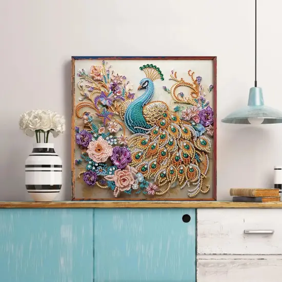 5D Special Shape Diamond Art Kits for Beginners, Peacock Diamond Painting Kits for Adults, Crystal Rhinestones Diamond Painting for Home Wall Decoration Gift, 12&times;12inch {2}