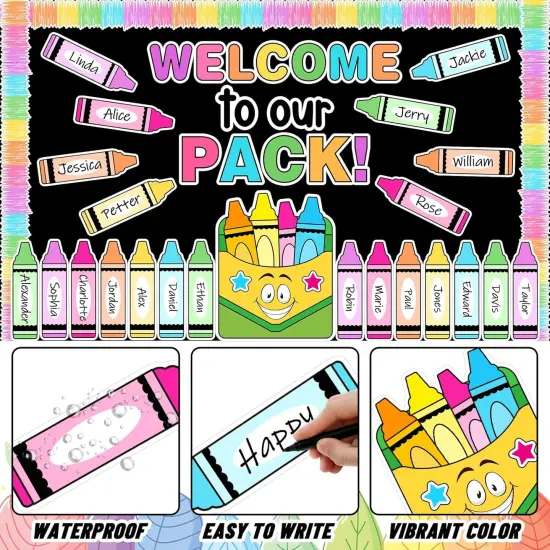 76 Pcs Back to School Crayon Bulletin Board Decoration Set {2}