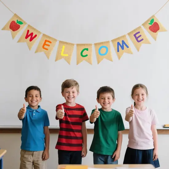 Back to School Burlap Banner (Multicolor) {4}