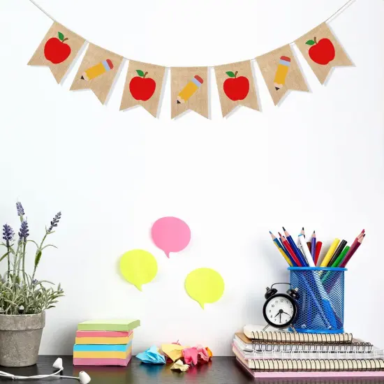 Apple Pencil Banner First Day of School Decorations {5}