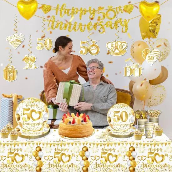 162pc 50th Anniversary Decorations - Tableware {3}