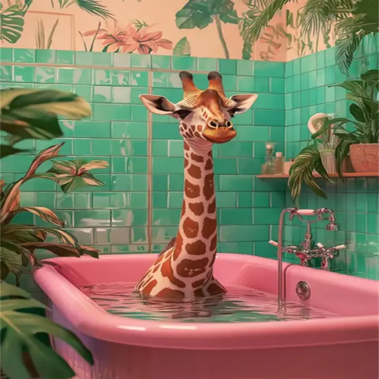 Giraffe Diamond Art Kits for Adults,DIY 5D Giraffe in The Bathtub Diamond Painting for Beginners,Round Full Drill Diamond Dots Paintings Picture Gem Art Craft for Home Wall Art Decor Gifts 12x16inch {1}