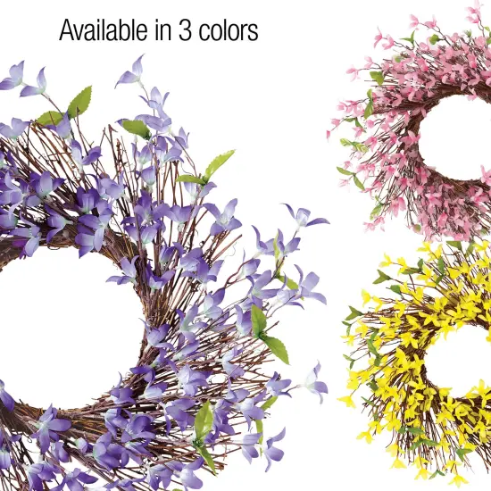 Collections Etc Spring Floral Forsythia Twig Wreath {5}