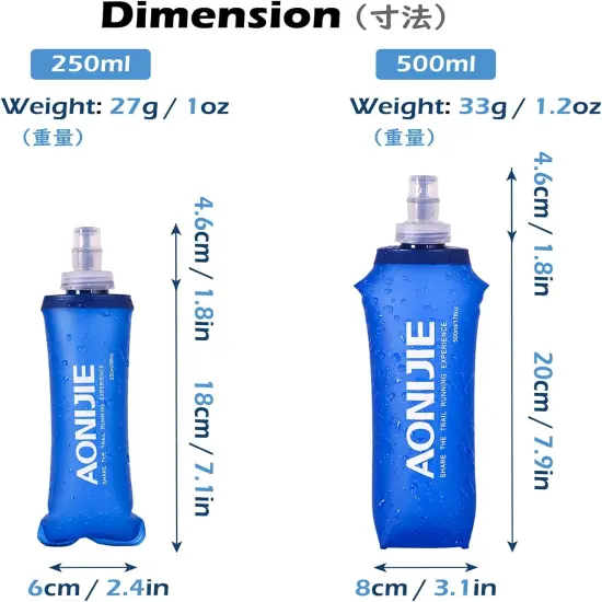 Pack of 2 Soft Folding Water Bottles (500ml/16.9oz) {2}