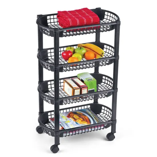 Collections Etc 4-Tier Rolling Cart w/ Storage Baskets {2}