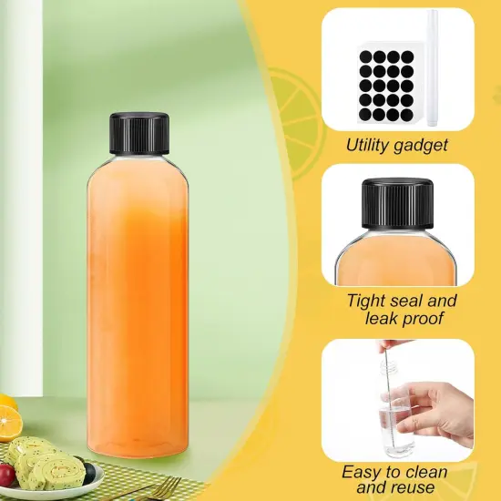 100 Pcs Plastic Juice Bottles with Caps Clear Shot Bottles {3}