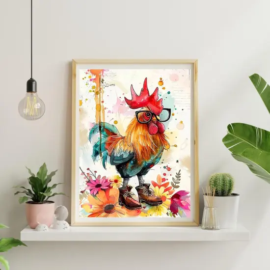 Chicken with Glasses Diamond Painting Kits 12x16 in {3}