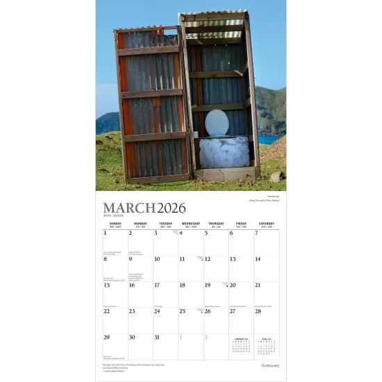 Outhouses | 2026 12 x 24 Inch (Hanging) Monthly Square Wall Calendar | Foil Stamped Cover {3}