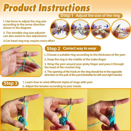 8 Pack Adjustable Crochet Yarn {4}