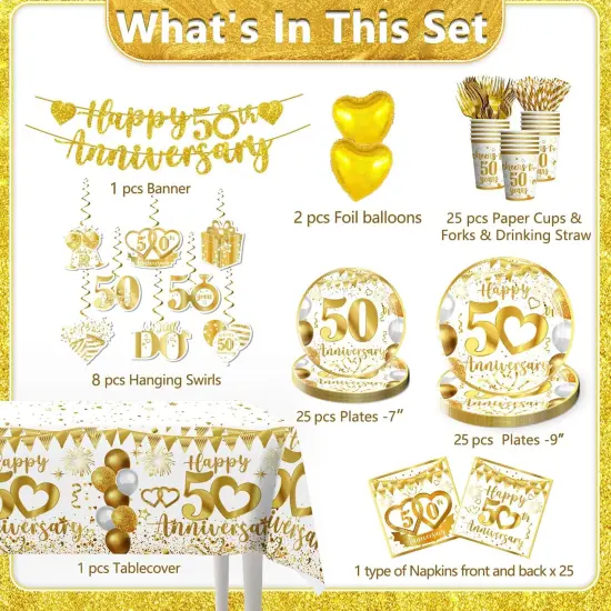 162pc 50th Anniversary Decorations - Tableware {2}