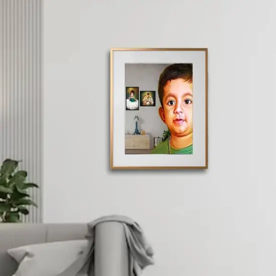 Gold Aluminum Frame with Mount, 16x20" Horizontal/Vertical, No-Nail Hanging! {1}