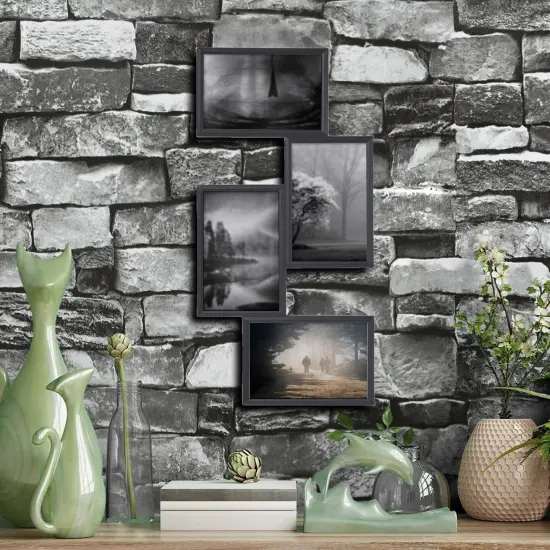 Black 4-Photo Collage Frame 8&frac14;" x 16&frac14;" &ndash; Versatile Vertical or Horizontal Hanging, Durable Lightweight Plastic {5}