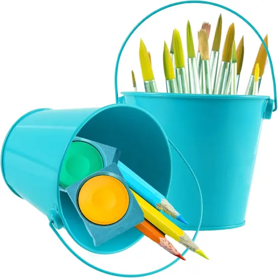 10 Pack Small Blue Metal Bucket {4}