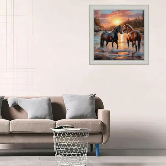 Horse Diamond Art Kits for Adults: Stitch Diamond Painting Horse for Beginners Full Drill Round Animal Diamond Art Horses 11.8 x 11.8 inch {3}