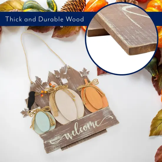 Farmhouse Fall Door Sign 12.5x12in Wooden Harvest Decor {3}