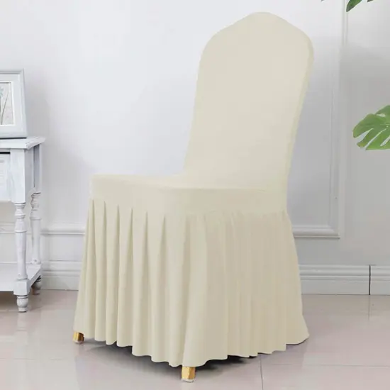Spandex Banquet Skirt Chair Cover Ivory Stretch Skirt Fit Durable Event Decor {4}