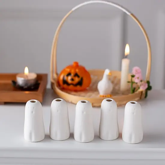 Set of 5 Cute Ghost Mini Bud Vases {3}