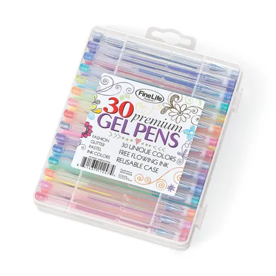 Collections Etc Colorful Gel Pens with Travel Case - Set of 30 {2}