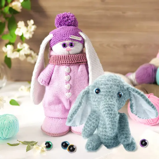 UPINS 180Pcs Safety Eyes and Noses for Amigurumi Large Plastic Craft Crochet Eyes for Stuffed Animals DIY Puppet Bear Toy Doll Making Supplies {2}