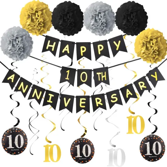 10th Anniversary Decorations Kit - Happy Anniversary Banner {1}