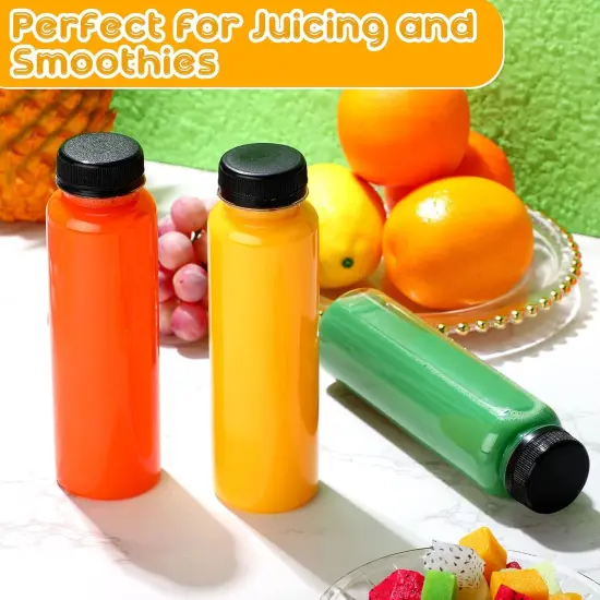 50 Packs 10 oz Plastic Juice Bottles with Caps(Black) {4}
