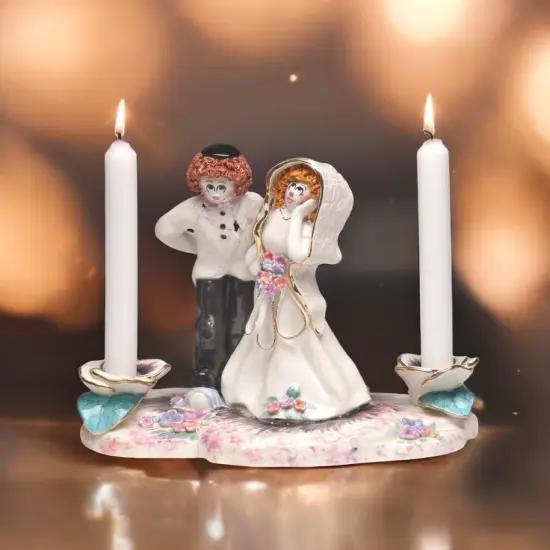 Ceramic Jewish Bride and Groom Wedding Candle Holder, Wedding Decor, Wedding Gift {1}