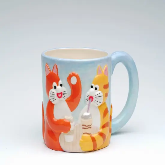 Ceramic Chatty Cats Mug, Home Decor, Gift for Cat Lover, Cat Lady, Cat Mom Gift {3}