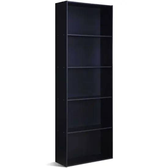 Modern Space-Saving 5-Tier Bookcase with Large Storage Shelf and Stable Base for Decorative Item White {4}