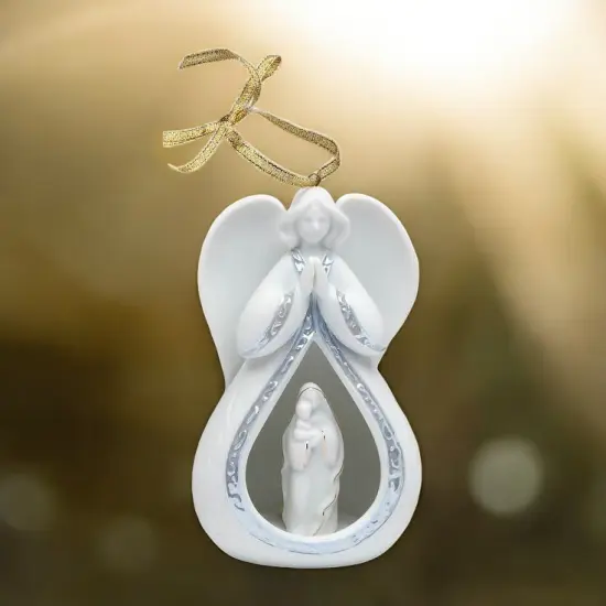 Ceramic Angel Ornament - Maria With Baby, Christmas Tree Decor, Religious Decor {2}