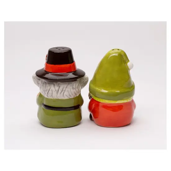 Ceramic Autumn Pilgrim Gnome Salt and Pepper Shakers, Thanksgiving Decor, Fairy Garden Decor, Gnome Collector Gift, Gift for Her {3}
