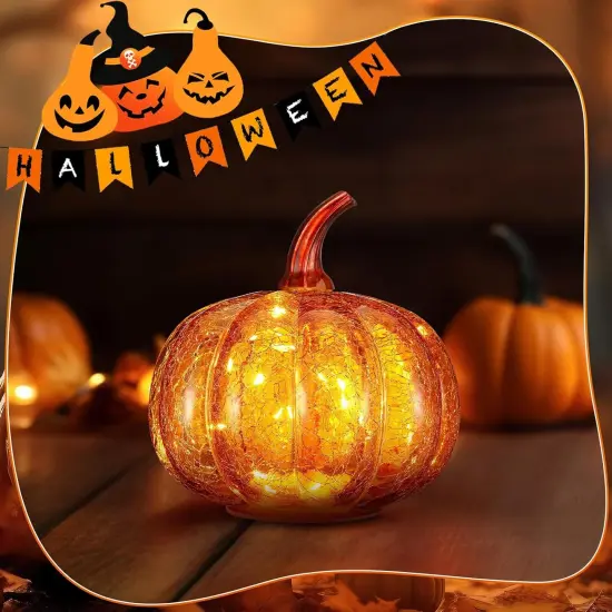 Glass Pumpkin Light LED Fall Lamp {2}
