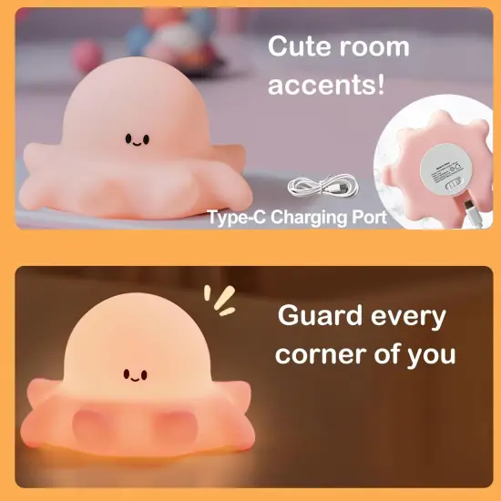 Octopus Squishy Night Light with Timer & Rechargeable {5}