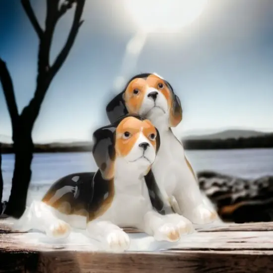 Ceramic Beagle Dogs Figurine, Home D&eacute;cor, Gift for Her, Gift for Mom, Kitchen D&eacute;cor, Dog Lover Gift, Pet Loss Gift {2}