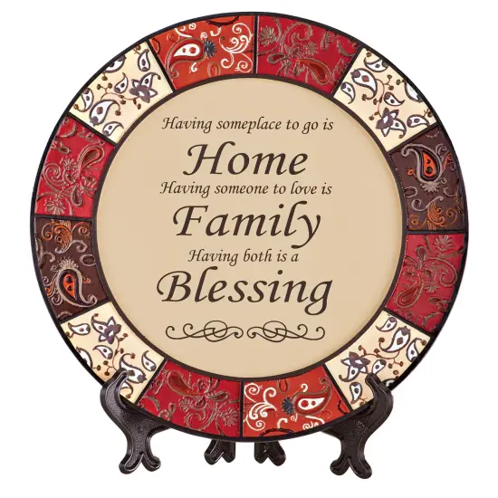 Collections Etc Intricately Detailed Blessing Plate with Easel {2}