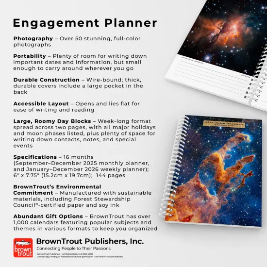 NASA Explore the Universe | 2026 6x7.75 Inch Spiral-Bound Wire-O Weekly Engagement Planner Calendar | New Full-Color Image Every Week {6}