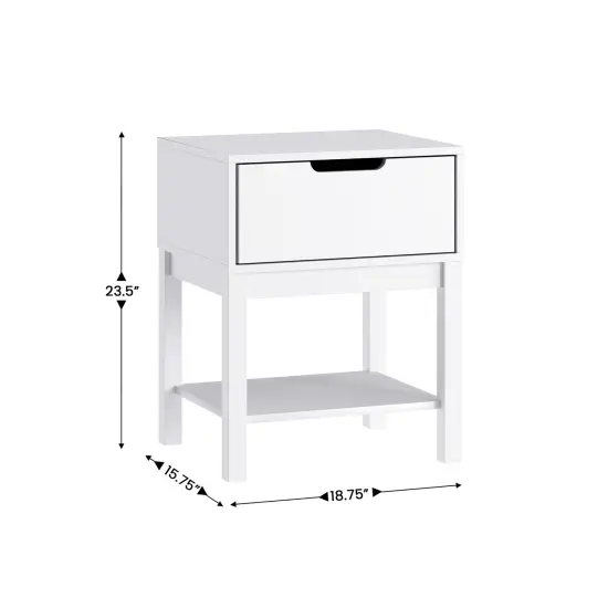 Emma and Oliver Samuel Kids Single-Drawer Night Stand with Solid Wood Frame, Side Table for Kids Bedroom with Open Shelf Gray {10}