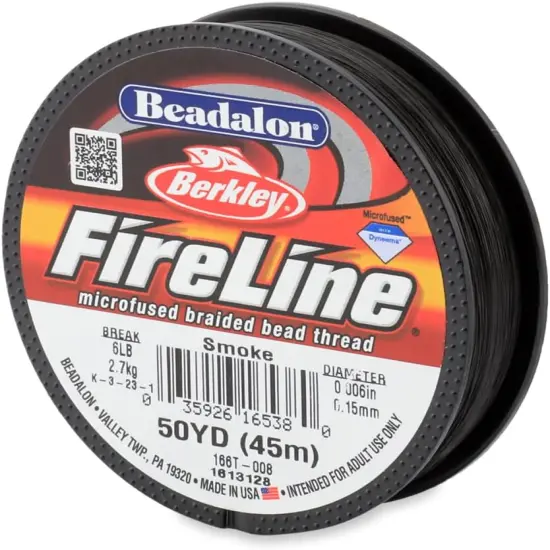 Beadalon FireLine Beading Thread by Berkley, 0.006", Break Strength 6 lb, Smoke, 50 yd {1}