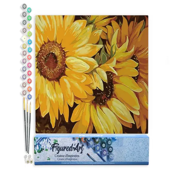 Figured'Art Paint by Numbers Kit for Adults Sunflower In Full Bloom 16"x20" - Craft Art Painting DIY Kit Rolled Canvas without frame {1}