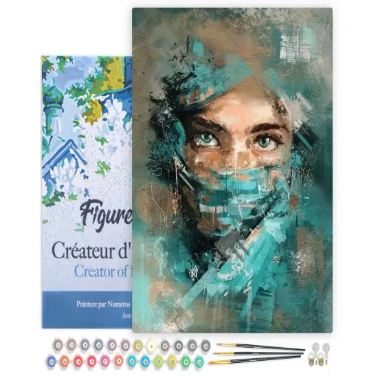 Figured'Art Paint by Numbers Kit for Adults with Frame Beautiful Eyes 16"x20" - Craft Art Painting DIY Kit Canvas Already Stretched on a Wooden Frame {1}