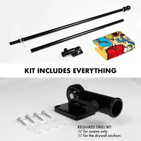 G128 - 6 Feet Tangle Free Spinning Flagpole (Black) New Jersey Double Sided Brass Grommets Embroidered 3x5 ft (Flag Included) Aluminum Flag Pole {2}