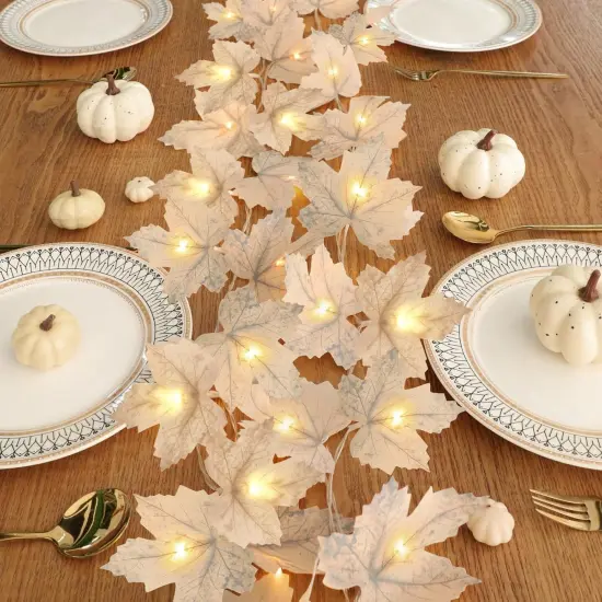 6 Pack & 120 LED Lights - Fall Garland Decorations - 39Ft {4}