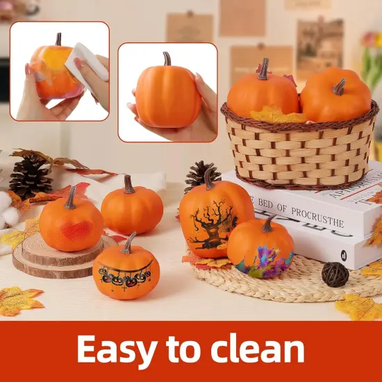 Orange Artificial Pumpkins 8 PCS {5}