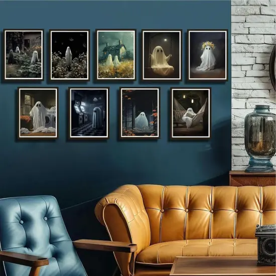 9Pcs Halloween Ghosts Canvas Wall Art - Unframed {4}