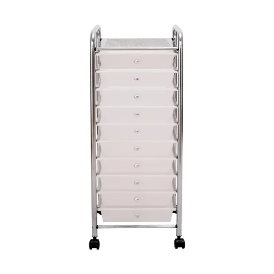 Seville Classics 10-Drawer Organizer Cart, 12.8" W x 15.35" D x 38.2" H Black {6}