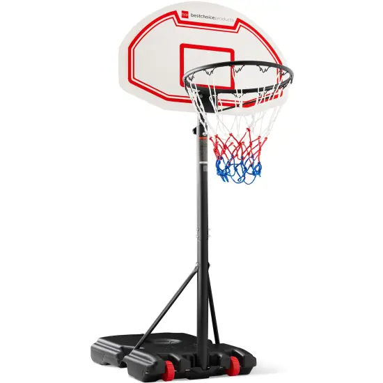 Best Choice Products Kids Height-Adjustable Basketball Hoop, Portable Backboard System w/ 2 Wheels Purple/Yellow {7}