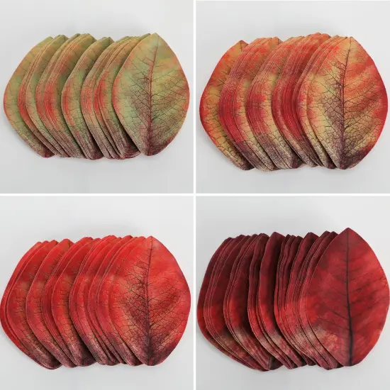 200 PCS Fall Leaves Assorted Color Artificial Magnolia Leave {4}
