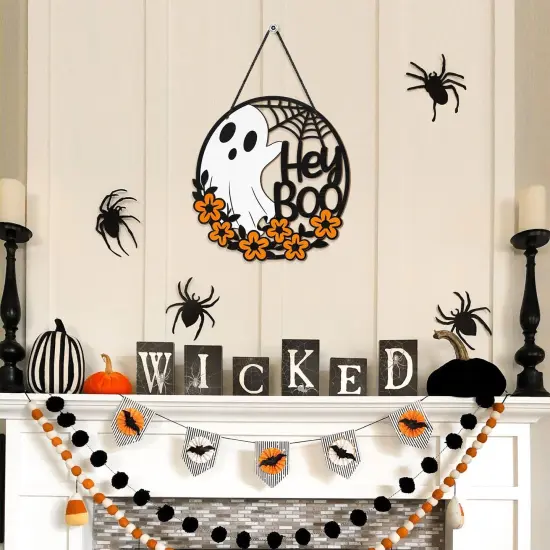 Halloween Ghost Flowers Door Hanging Sign Decorations {4}