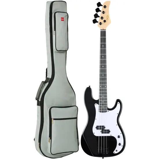 Best Choice Products Full Size Beginner 4-String Electric Guitar Bass Guitar w/ Padded Case Black/White {1}