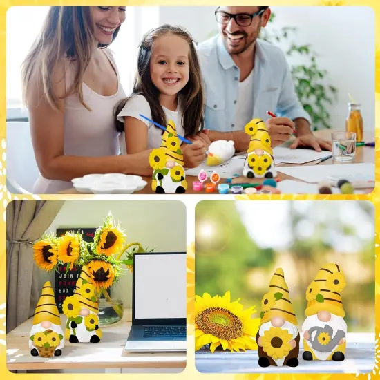 6 Sets Sunflower Gnome Ceramics to Paint Ready to Paint Your Own Ceramic Gnome Statues DIY {2}